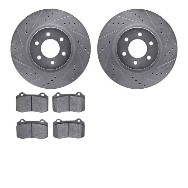 7502-40006, Rotors-Drilled and Slotted-Silver with 5000 Advanced Brake Pads, Zinc Coated, Dynamic Friction Co, Mfr#: 7502-40006
